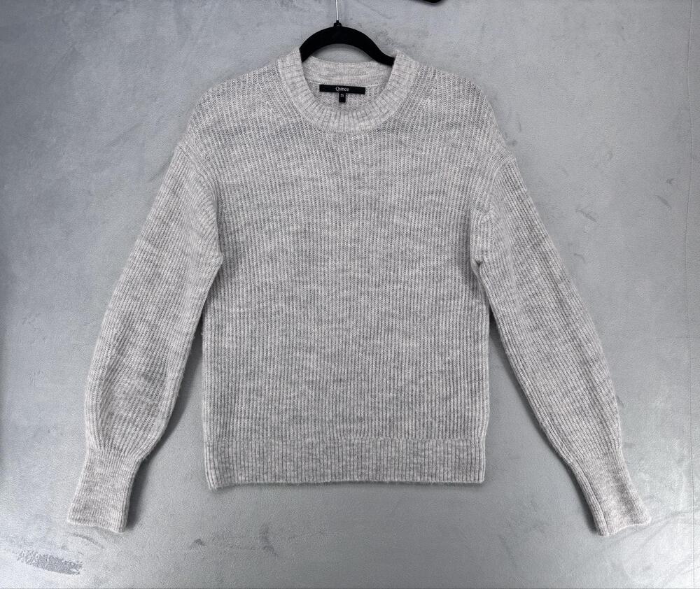 Quince Sweater Womens S Heather Gray Wool Blend Alpaca Crewneck Ribbed Knit
